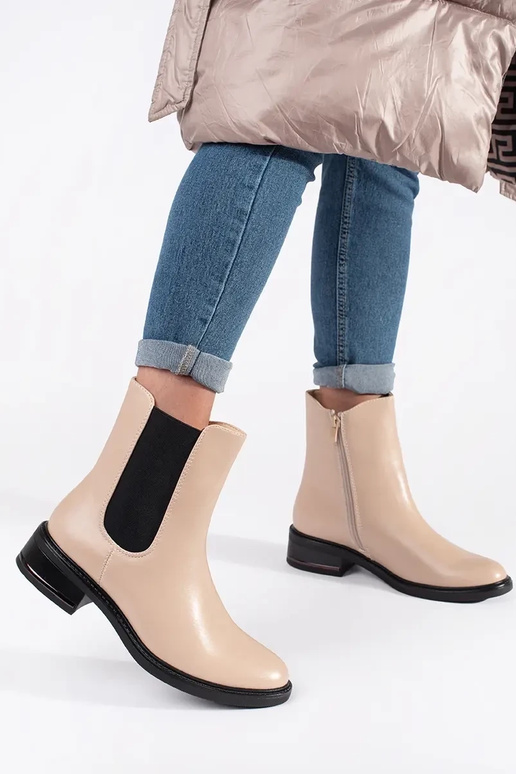 Stivaletti Chelsea color avorio con...