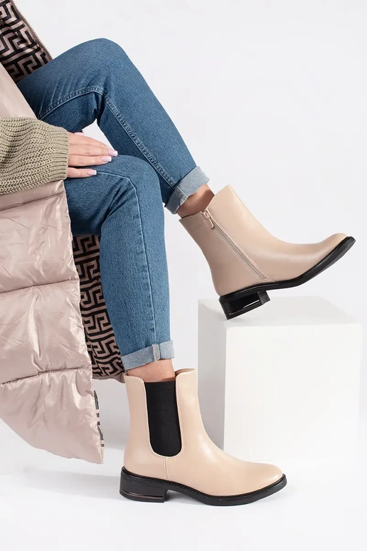 Stivaletti Chelsea color avorio con...