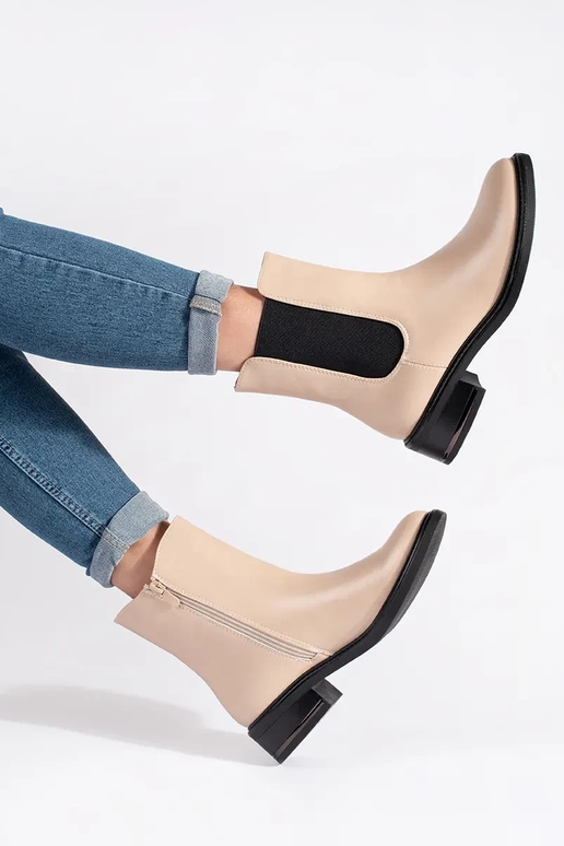 Stivaletti Chelsea color avorio con...