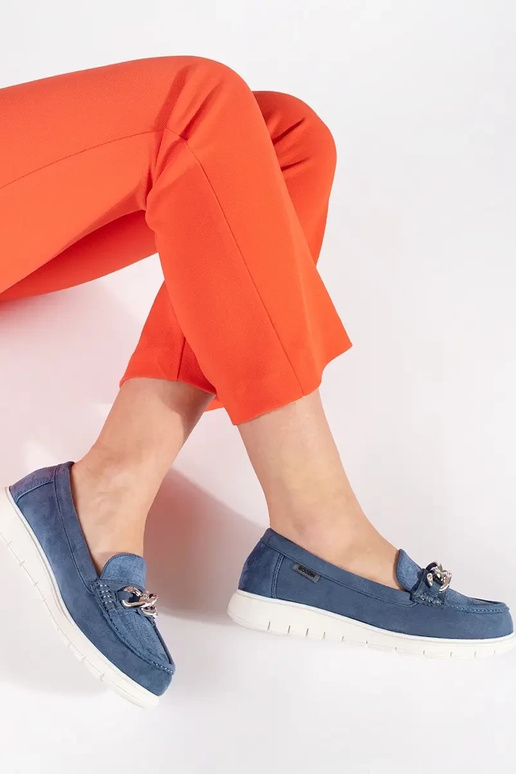 Mocassini in camoscio con plateau e... Mocassini in camoscio con plateau e...