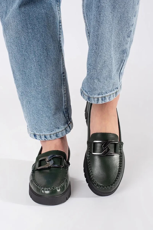 Mocassini chaki con plateau