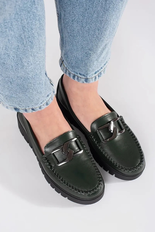 Mocassini chaki con plateau