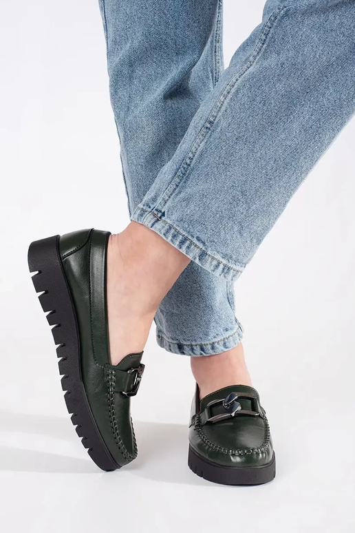 Mocassini chaki con plateau