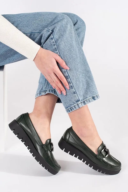 Mocassini chaki con plateau