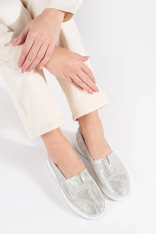 Mezze sole argento in pelle naturale Mezze sole argento in pelle naturale
