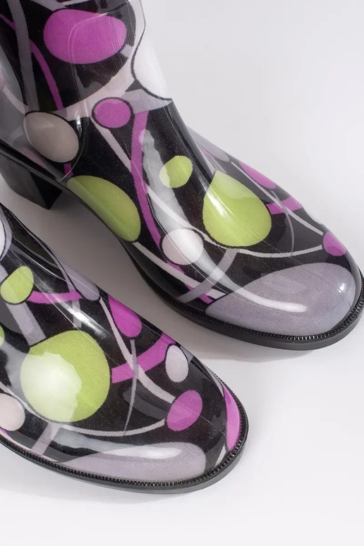 Stivali di gomma a pois con tacco