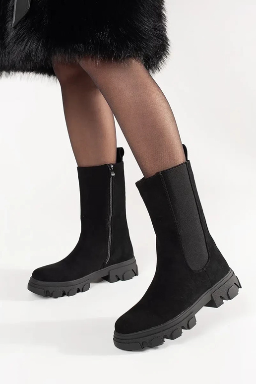 Stivali Chelsea neri in suede