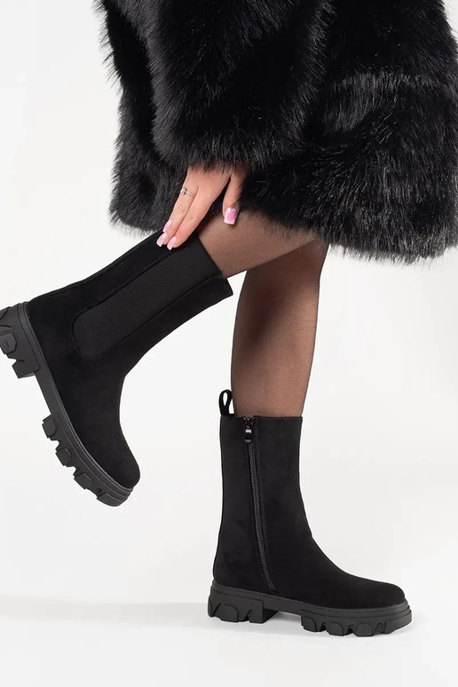 Stivali Chelsea neri in suede