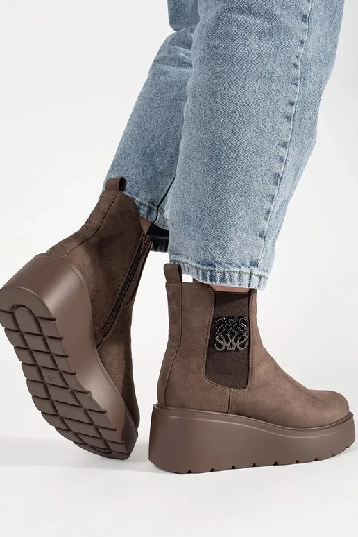 Stivaletti Chelsea marroni in camoscio