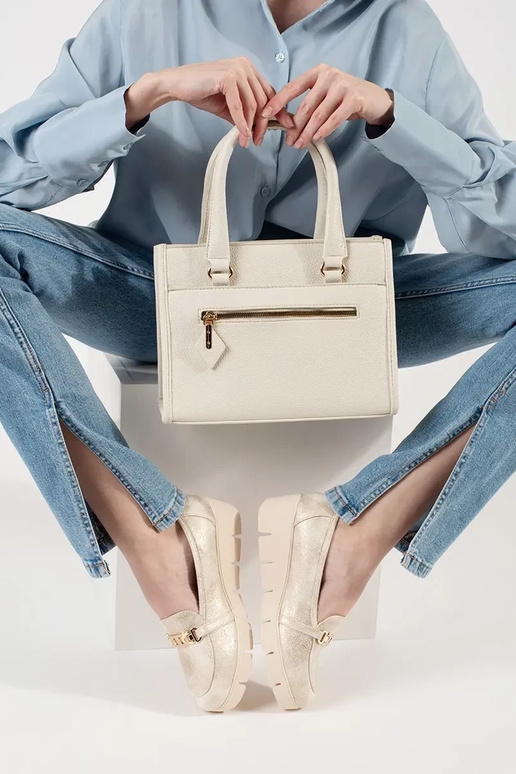 Borsa color sabbia con zip