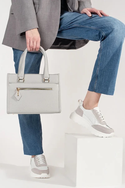 Borsa grigia con zip