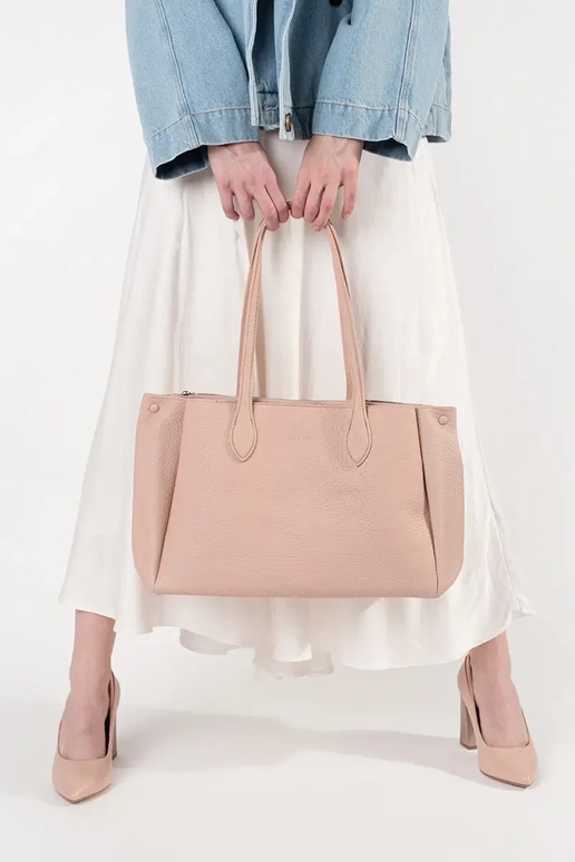 borsa shopper in eco-pelle rosa