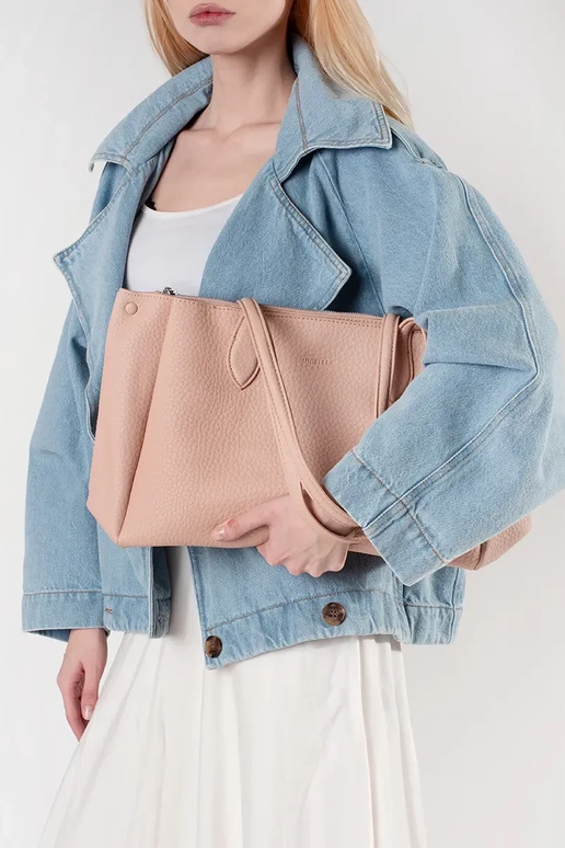 borsa shopper in eco-pelle rosa