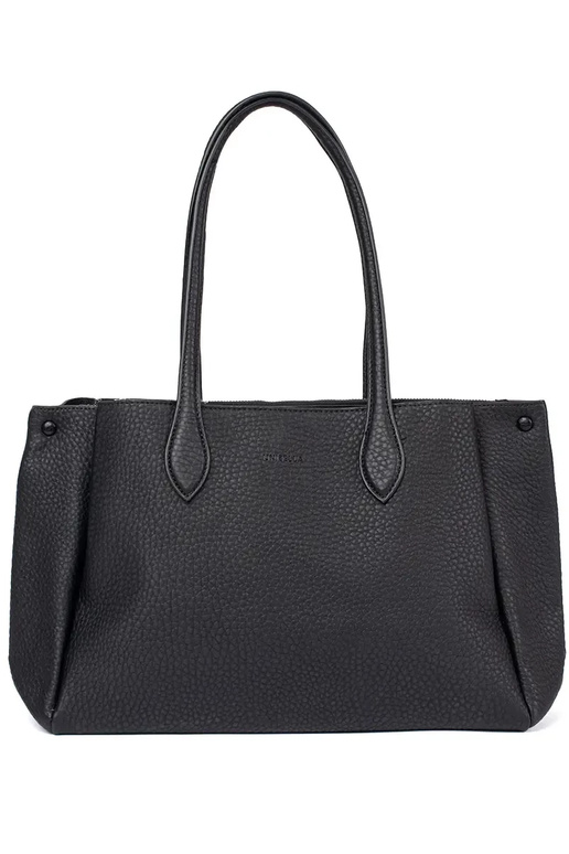 borsa shopper in eco-pelle nera