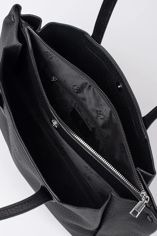 borsa shopper in eco-pelle nera