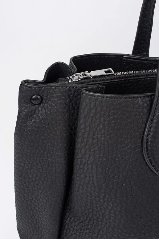 borsa shopper in eco-pelle nera