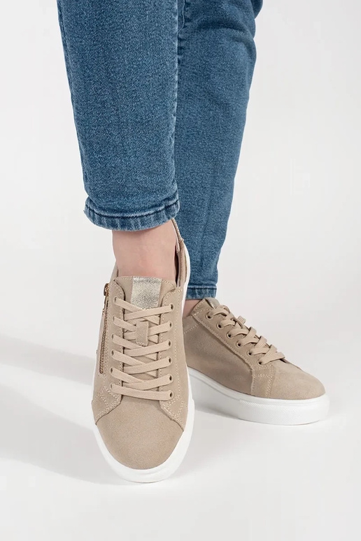 Scarpe da ginnastica color sabbia con... Scarpe da ginnastica color sabbia con...