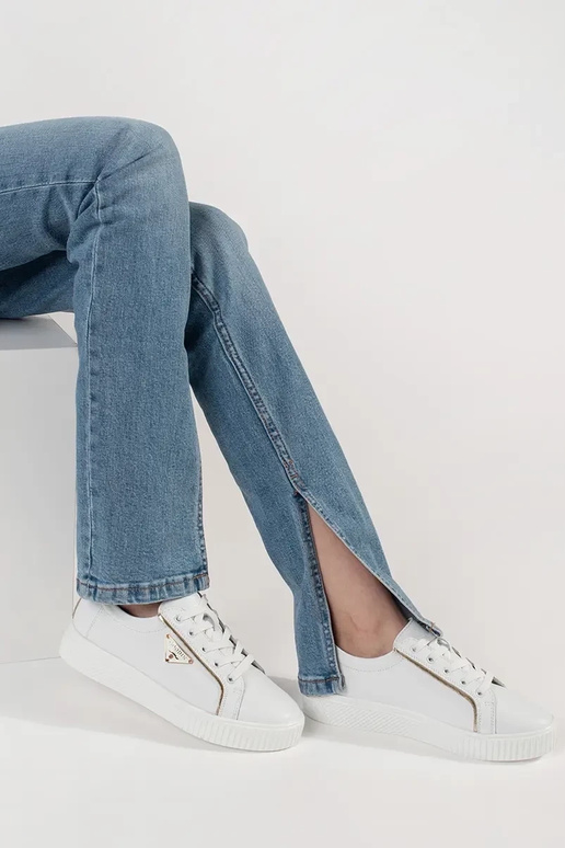 Sneakers in pelle bianca con suola...