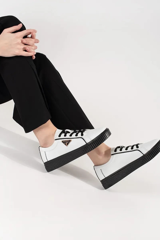 Sneakers in pelle bianca e nera con...