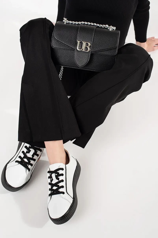 Sneakers in pelle bianca e nera con...