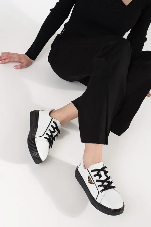 Sneakers in pelle bianca e nera con...