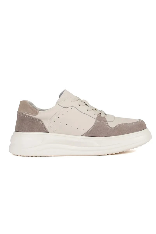 Sneakers in pelle color sabbia con...