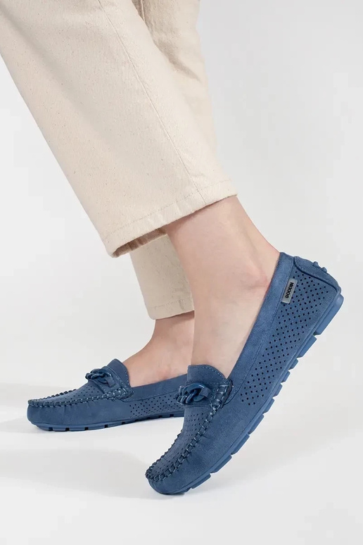 Mocassini traforati blu da donna in...