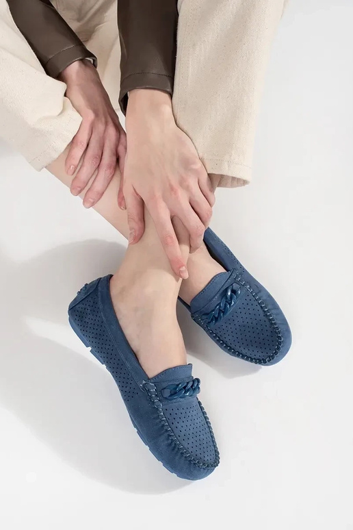 Mocassini traforati blu da donna in...
