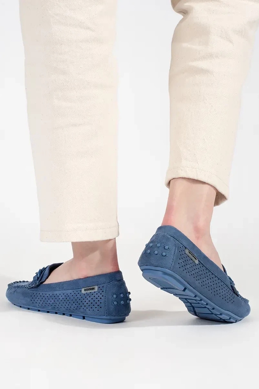 Mocassini traforati blu da donna in...