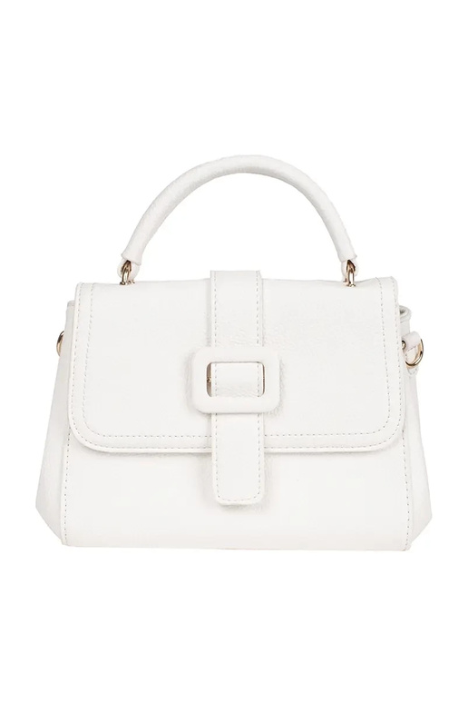 Borsa bianca piccola con elementi dorati