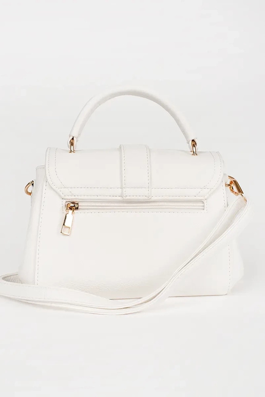 Borsa bianca piccola con elementi dorati