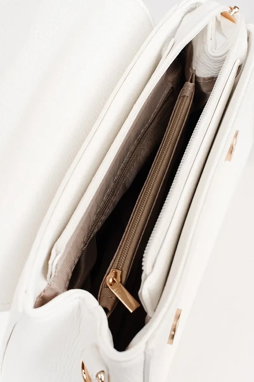 Borsa bianca piccola con elementi dorati