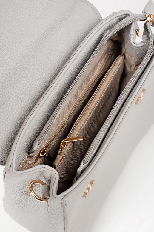 Borsa grigia piccola con elementi dorati