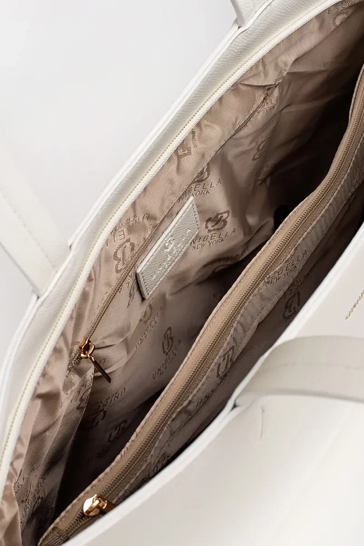 Grande borsa shopper bianca con borchie