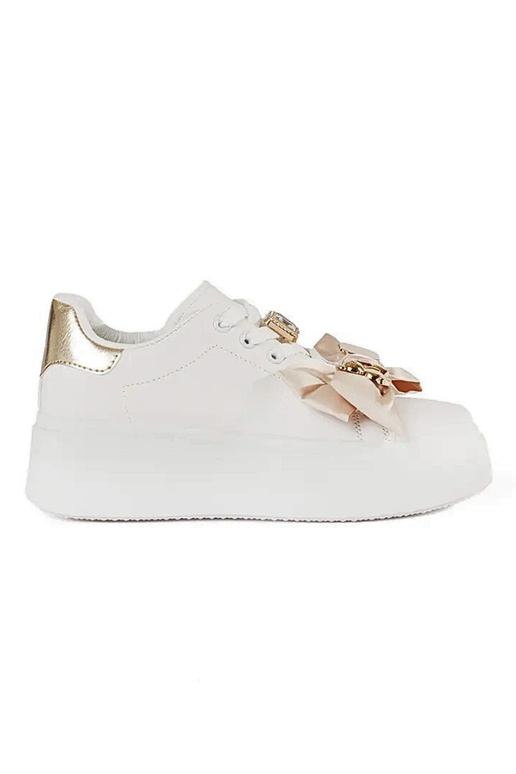 Scarpe Sneakers bianche e dorate con...