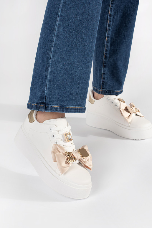 Scarpe Sneakers bianche e dorate con...