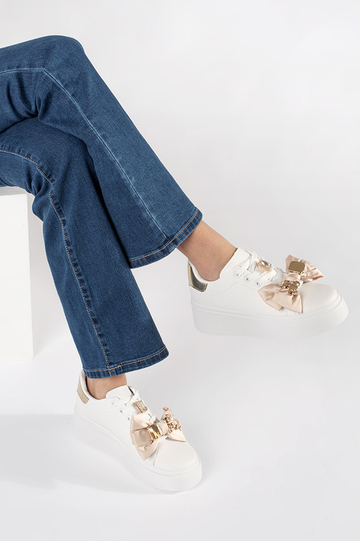 Scarpe Sneakers bianche e dorate con...