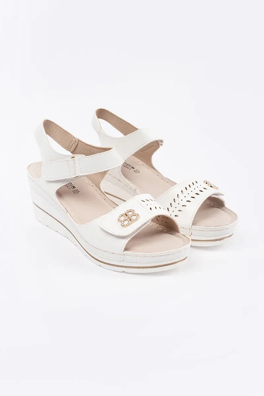 Sandali bianchi a zeppa con tallone...