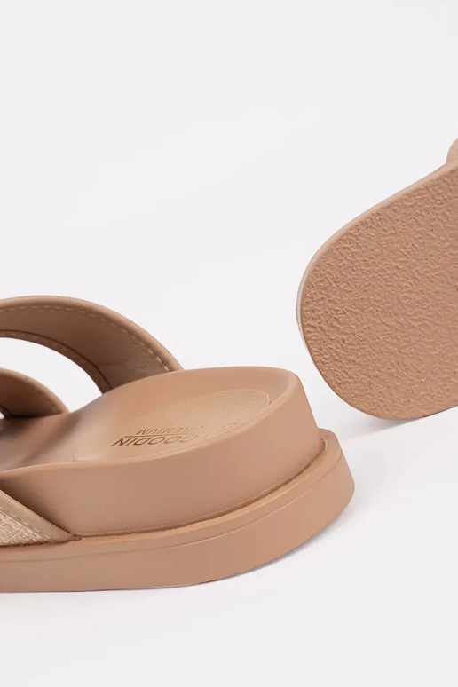 Pantofole piatte color sabbia con fibbie