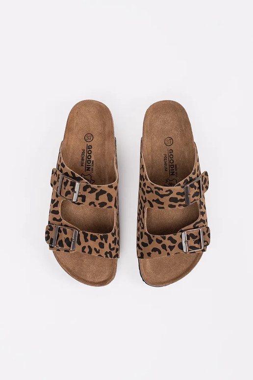 Ciabatte da donna in pelle con stampa...