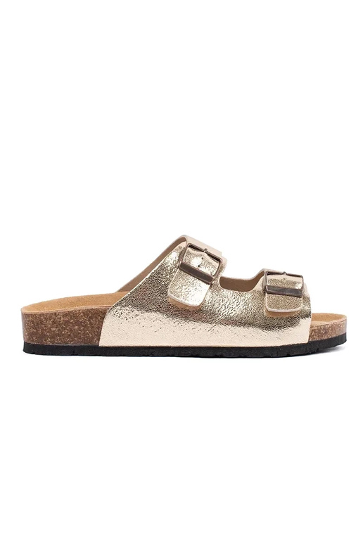 Ciabatte dorate a pianta piatta