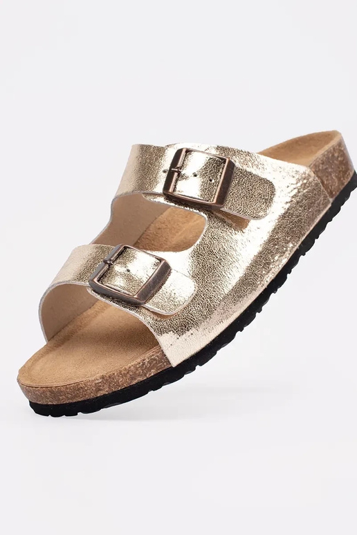 Ciabatte dorate a pianta piatta