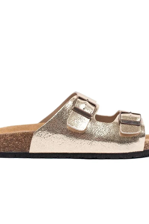 Ciabatte dorate a pianta piatta