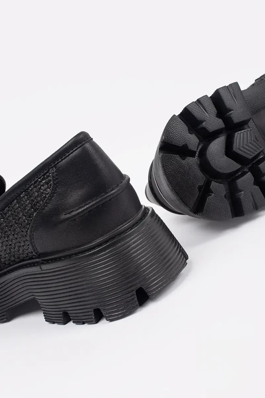 Mocassini neri con piattaforma e...