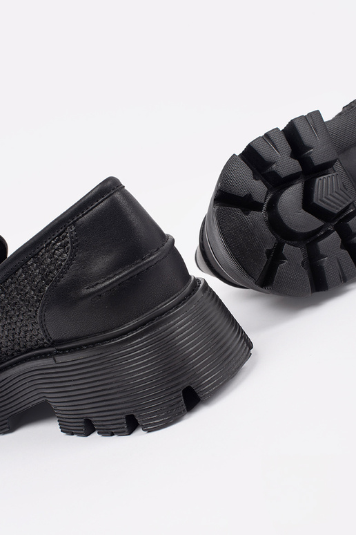 Mocassini neri con piattaforma e...