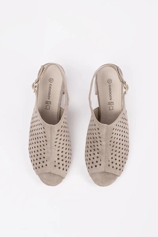 sandalini color sabbia con tacco in...