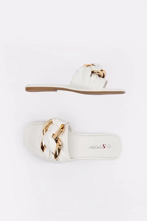 Pantofole piatte da donna bianche