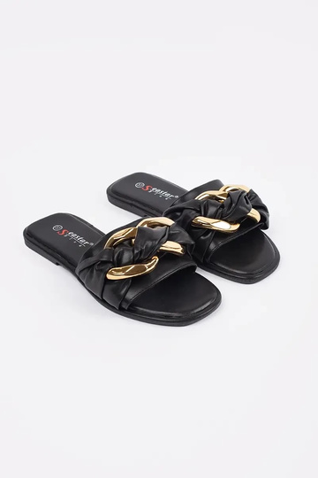 Pantofole piatte da donna nere 2