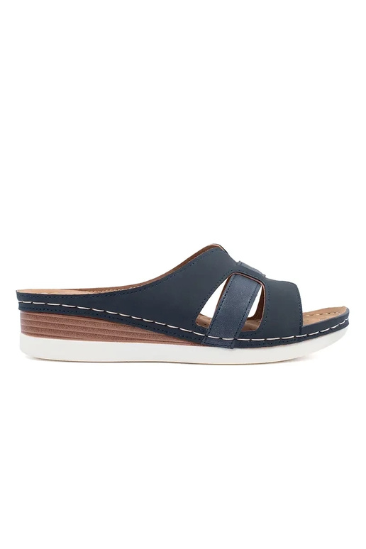 Pantofole comode con zeppa bassa blu Pantofole comode con zeppa bassa blu