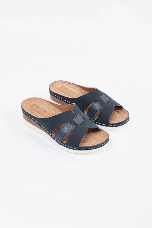 Pantofole comode con zeppa bassa blu Pantofole comode con zeppa bassa blu